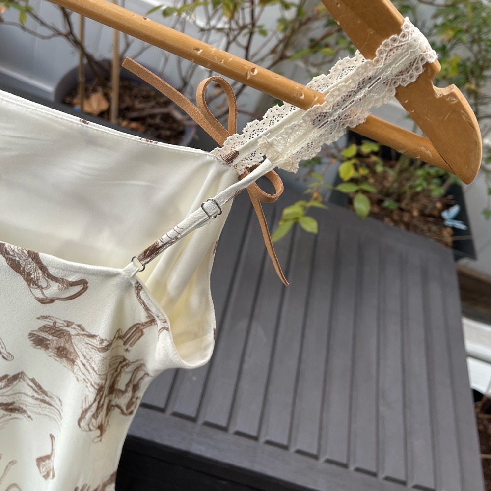Cream Maxi Dress with Brown Western Print - Picture 12 of 16